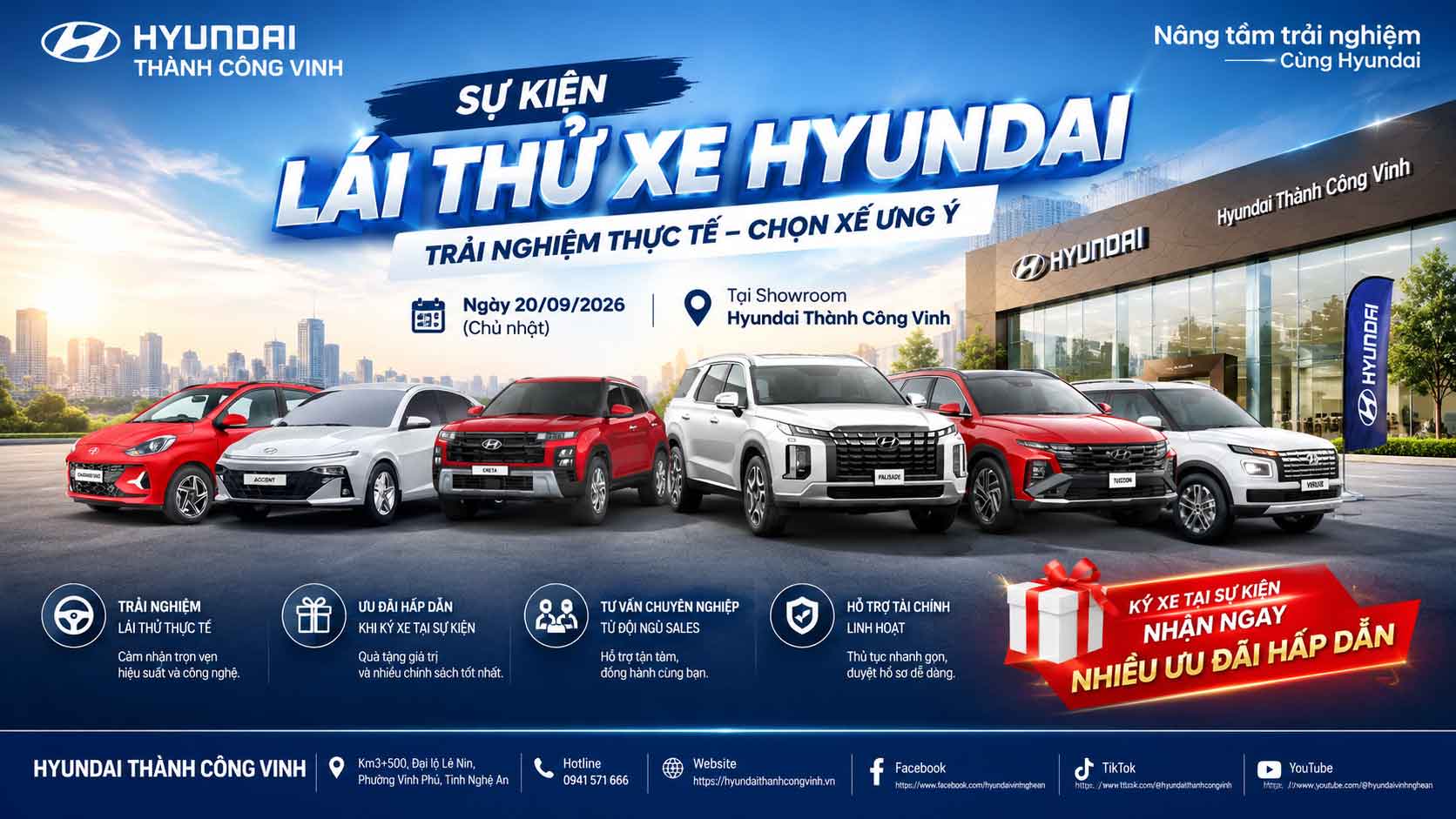 Mời Tham Gia Sự Kiện Lái Thử Xe Hyundai Tại Showroom Vinh Ngày 20/09/2026 - Ký Xe Nhận Ưu Đãi Lớn